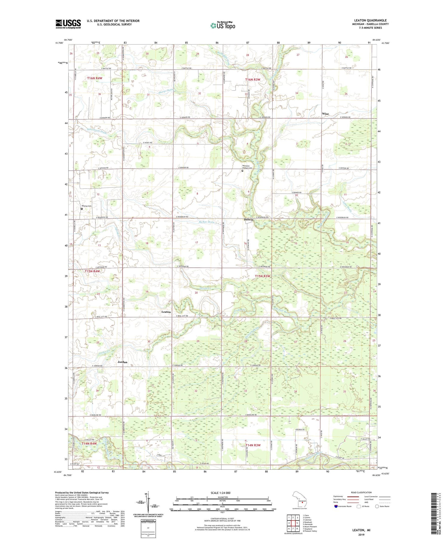 Leaton Michigan US Topo Map Image