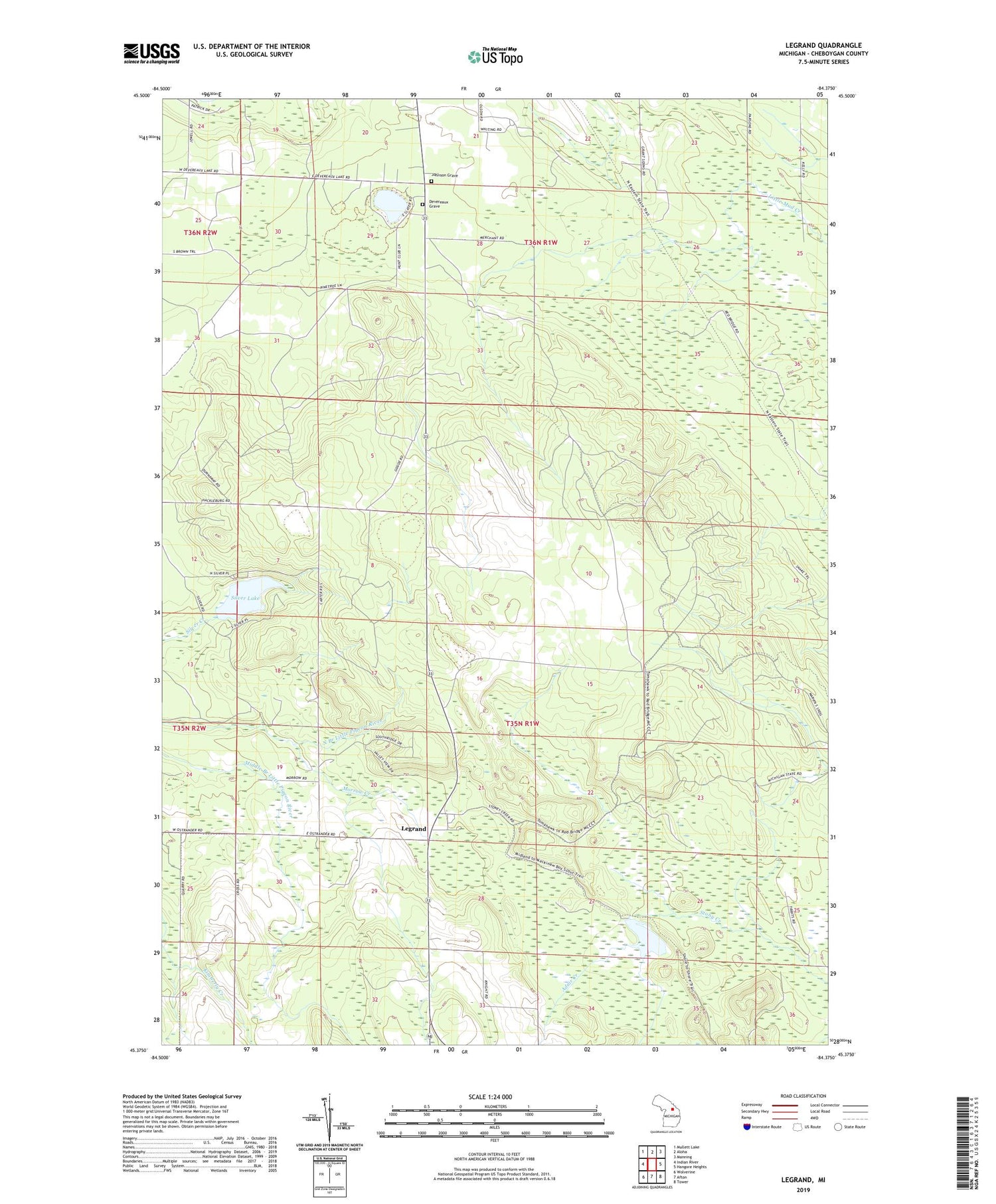 Legrand Michigan US Topo Map Image