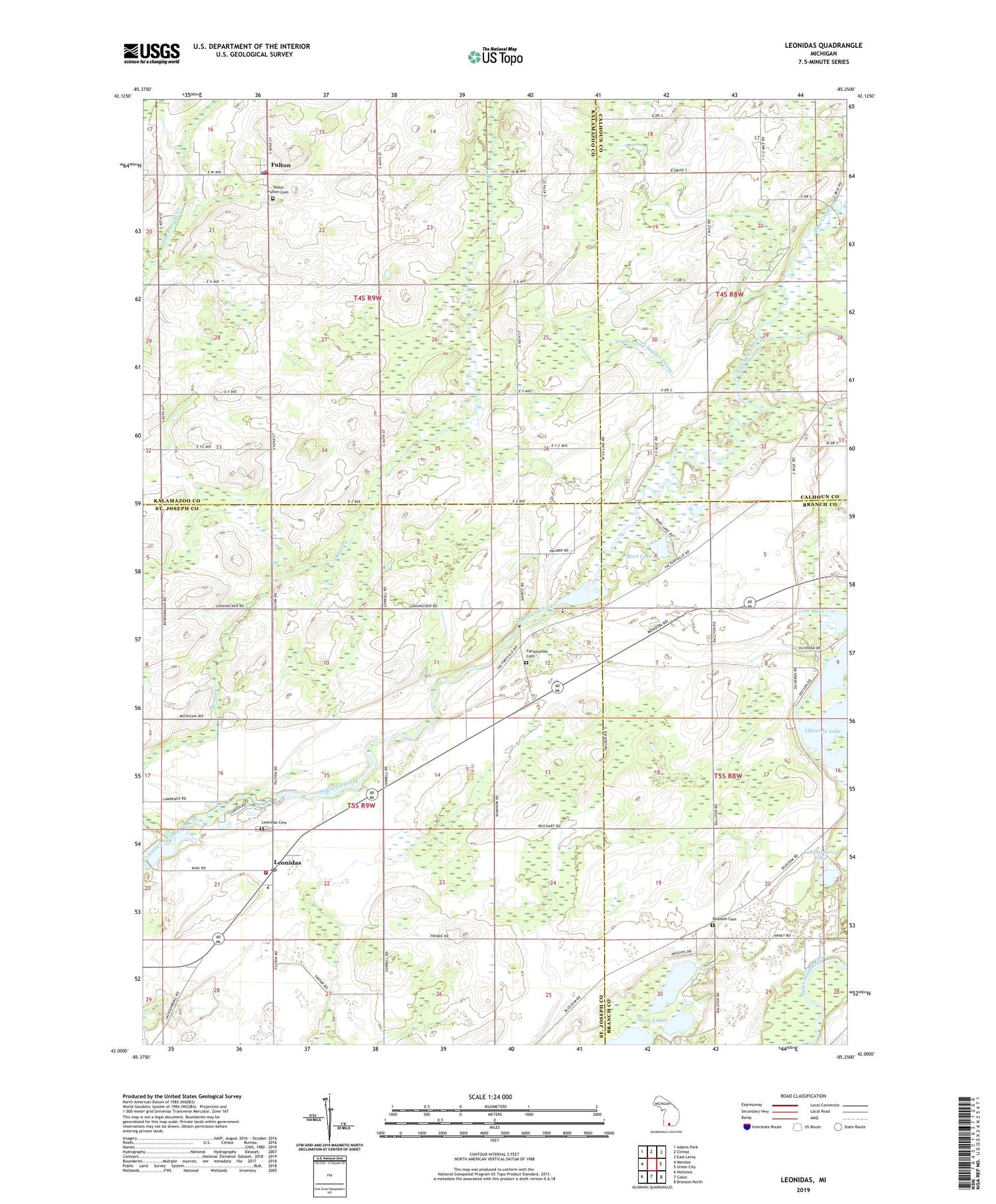 Leonidas Michigan US Topo Map Image