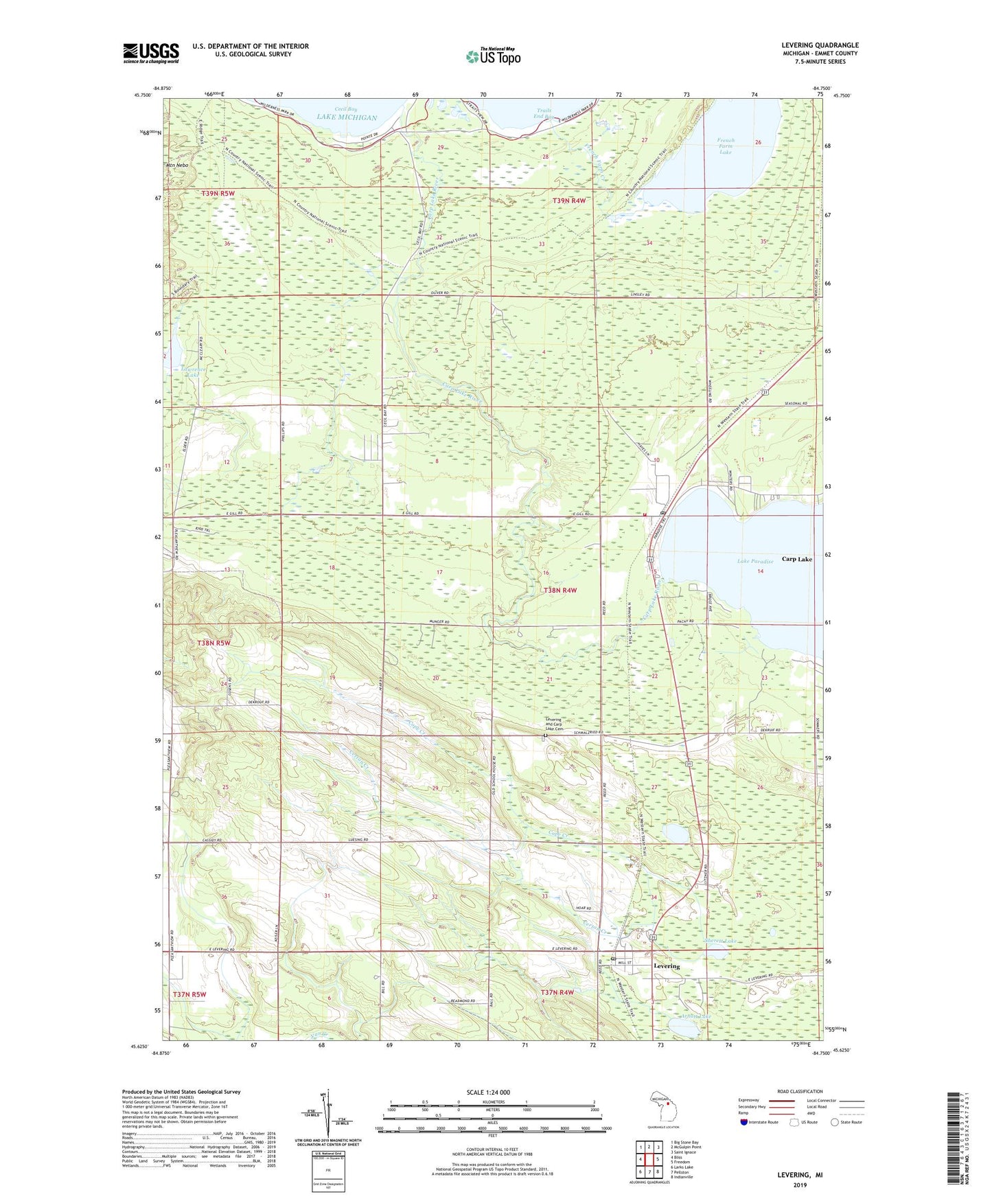 Levering Michigan US Topo Map Image
