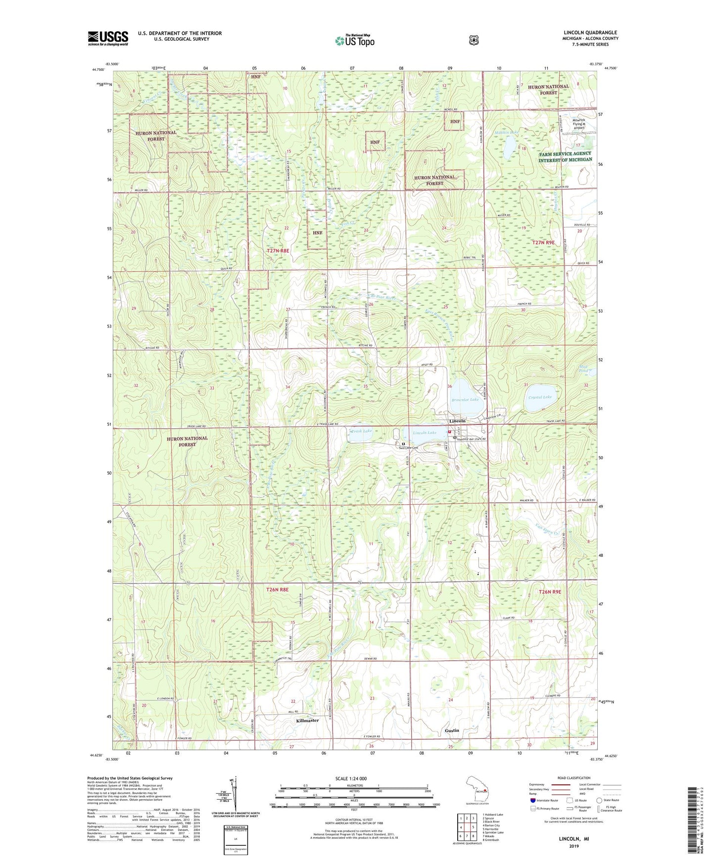 Lincoln Michigan US Topo Map Image