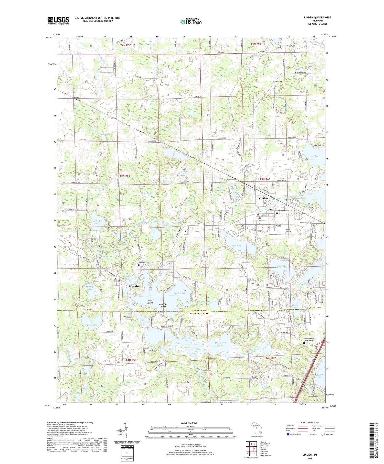 Linden Michigan US Topo Map Image