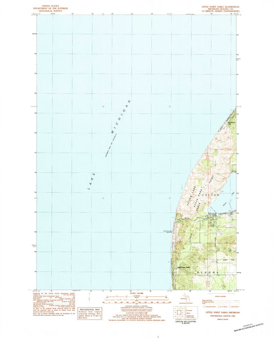 Classic USGS Little Point Sable Michigan 7.5'x7.5' Topo Map Image
