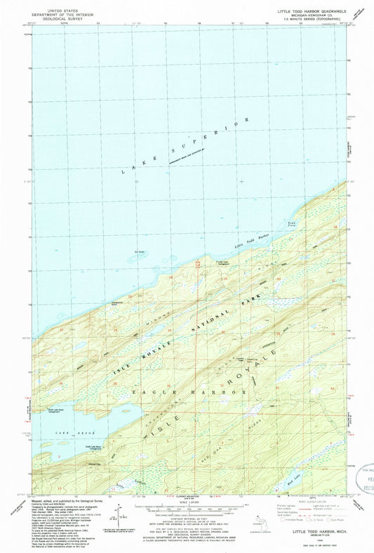 Classic USGS Little Todd Harbor Michigan 7.5'x7.5' Topo Map Image