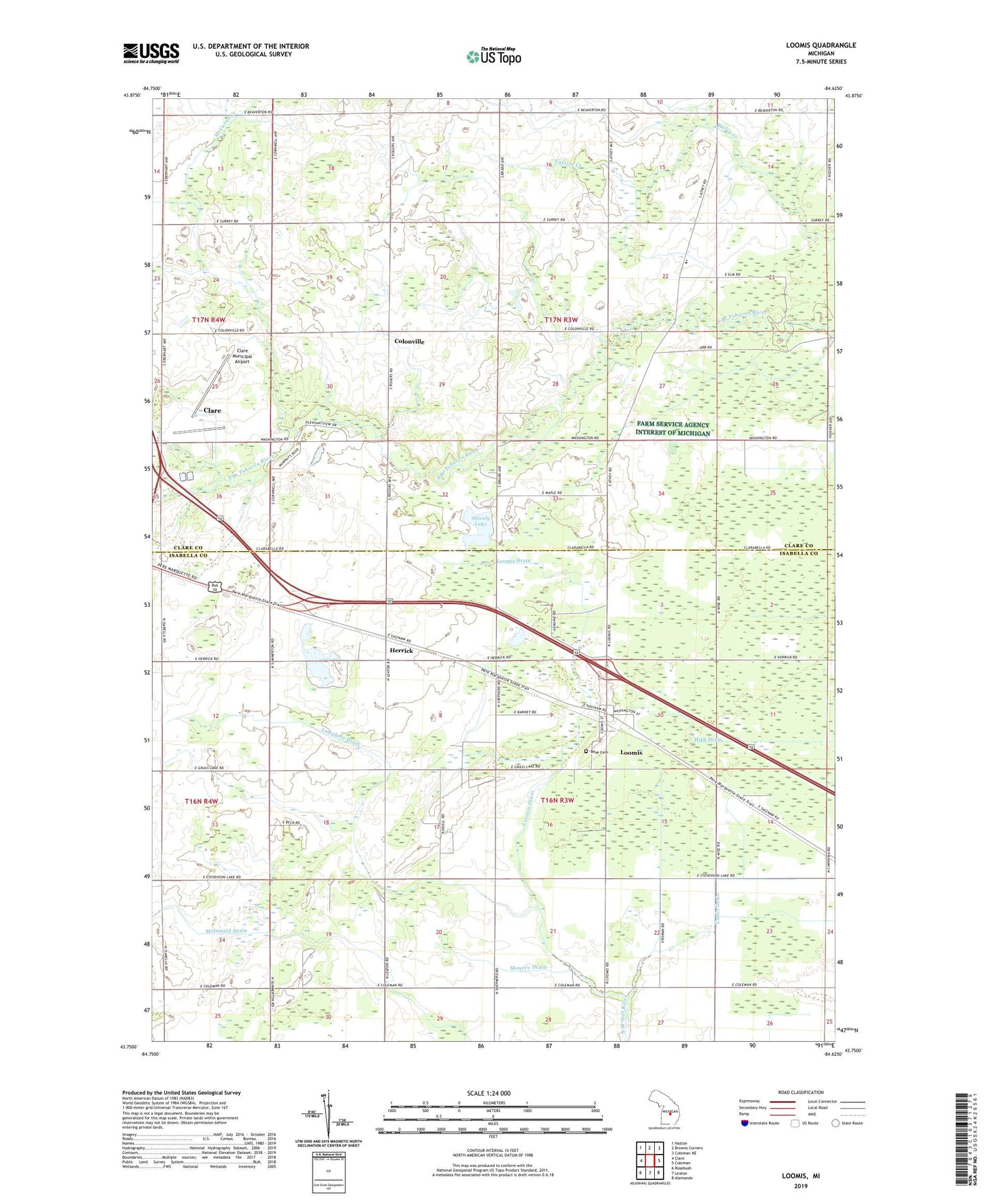 Loomis Michigan US Topo Map Image