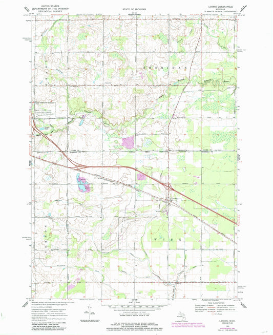 Classic USGS Loomis Michigan 7.5'x7.5' Topo Map Image