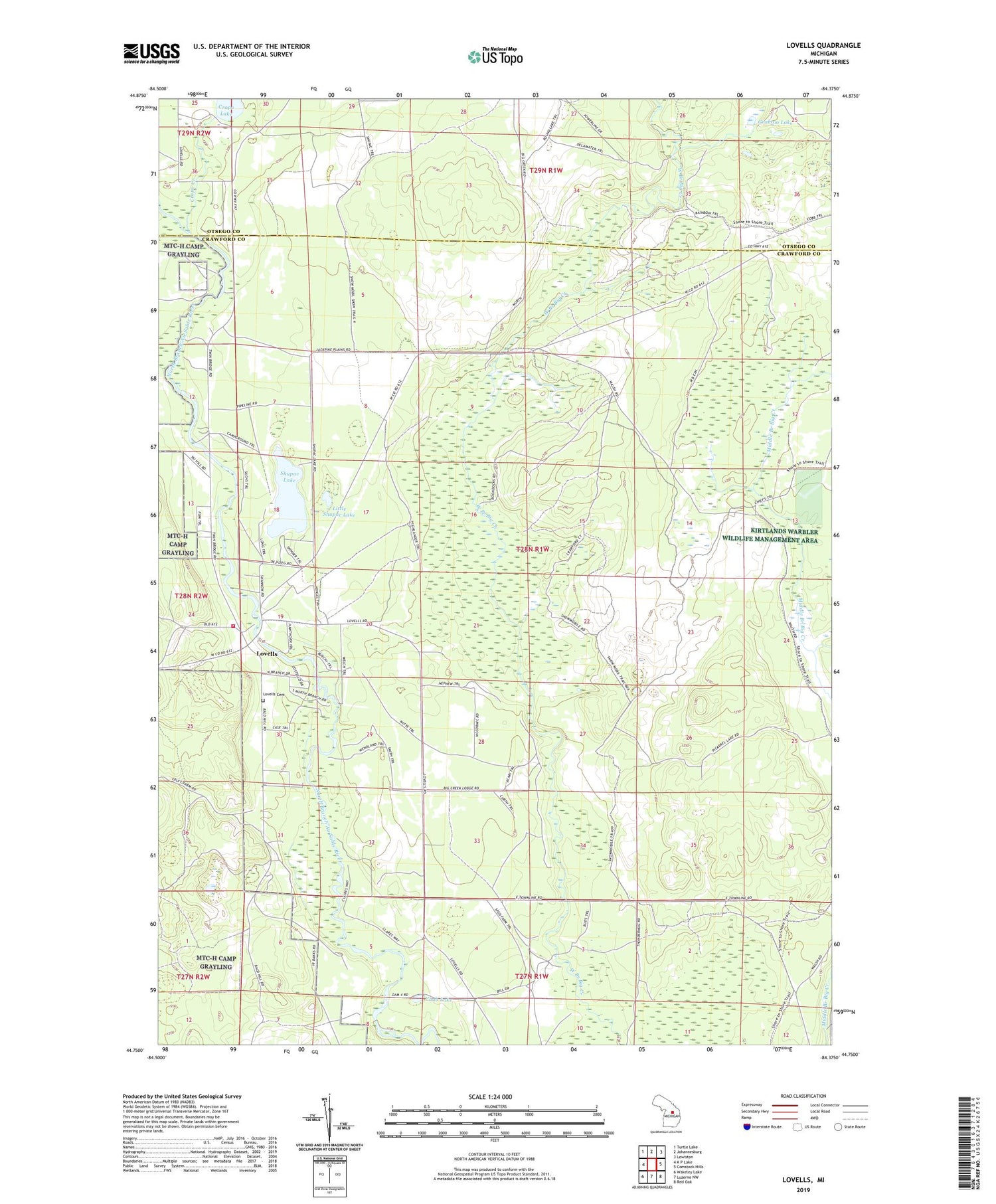 Lovells Michigan US Topo Map Image