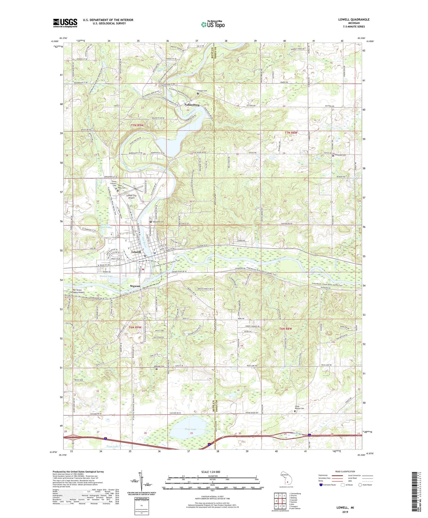 Lowell Michigan US Topo Map Image
