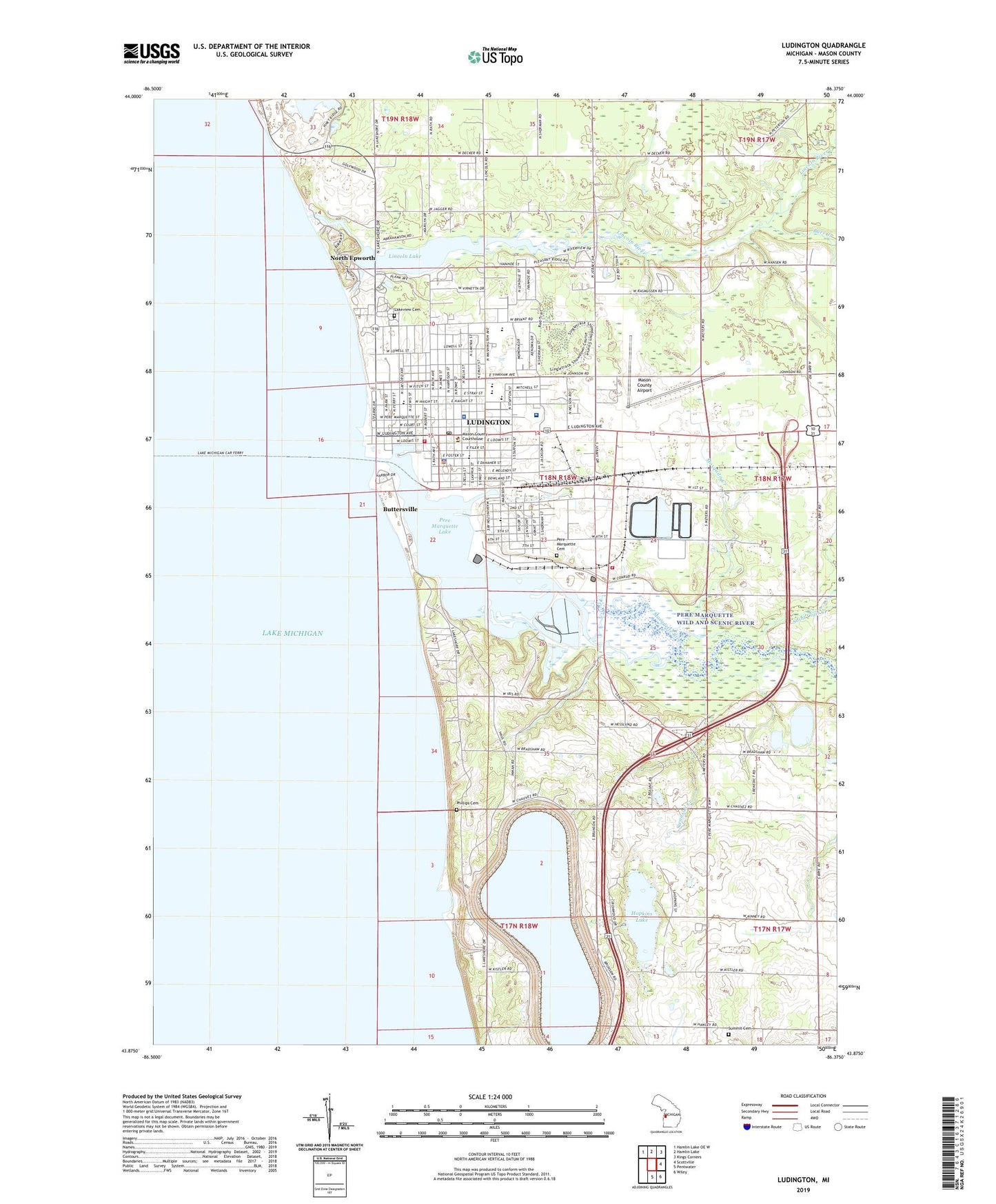 Ludington Michigan US Topo Map Image