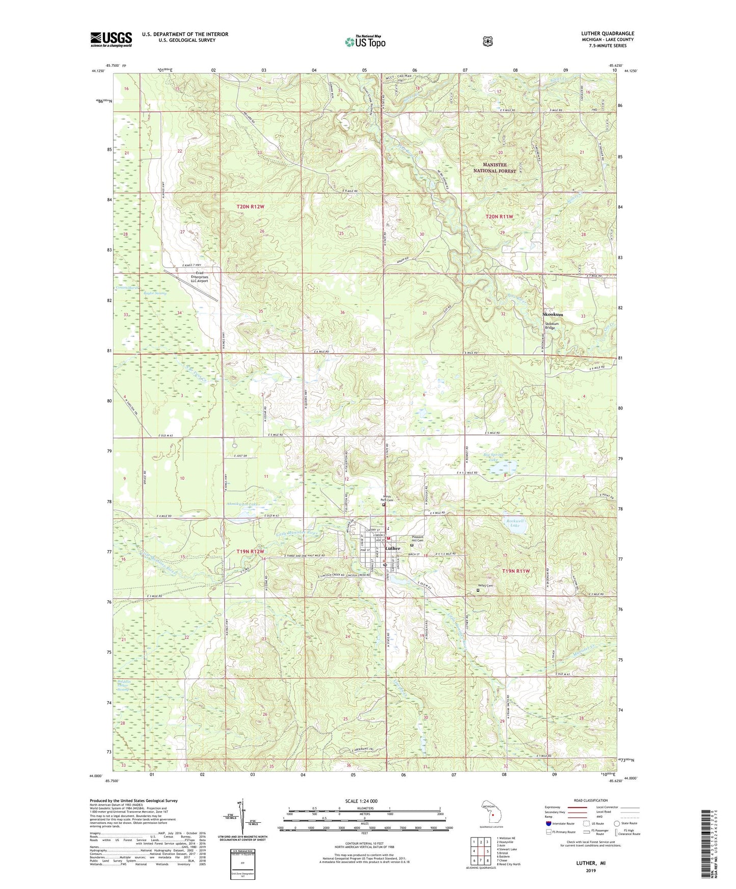 Luther Michigan US Topo Map Image