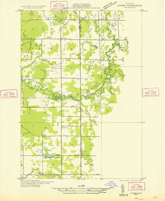 Classic USGS Bristol Michigan 7.5'x7.5' Topo Map Image