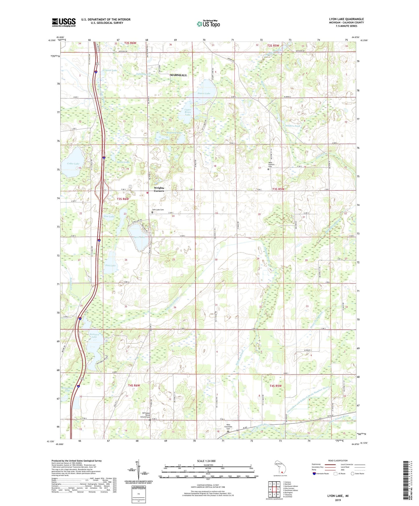 Lyon Lake Michigan US Topo Map Image