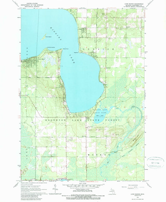 Classic USGS Lyon Manor Michigan 7.5'x7.5' Topo Map Image
