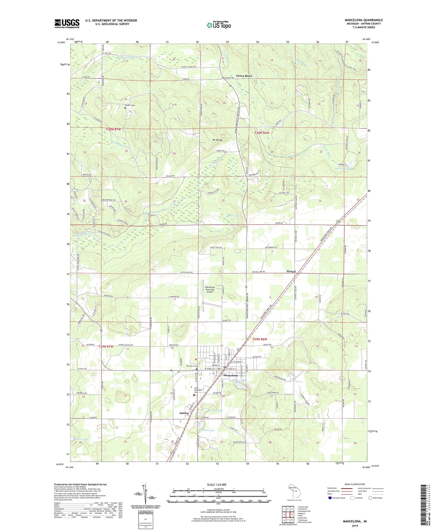 Mancelona Michigan US Topo Map Image