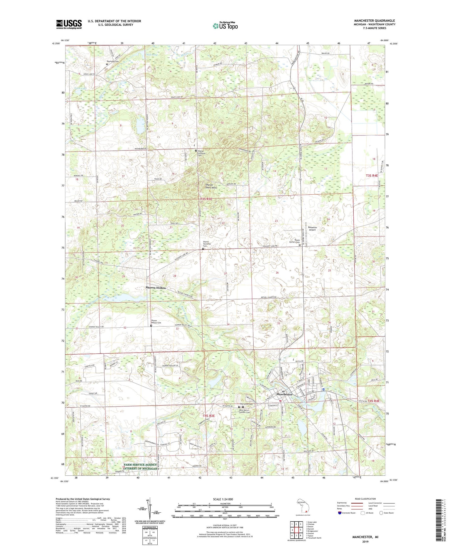 Manchester Michigan US Topo Map Image