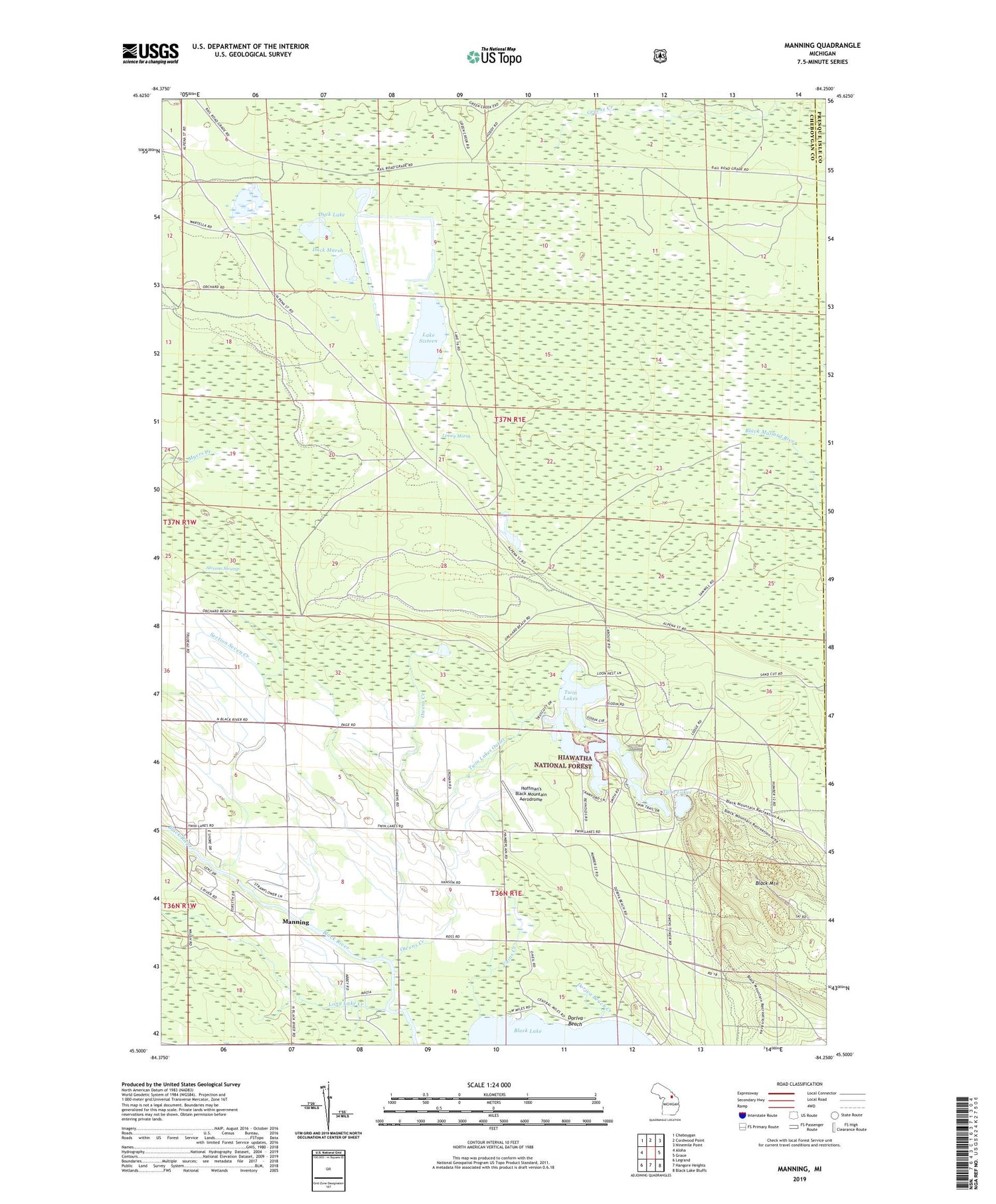 Manning Michigan US Topo Map Image