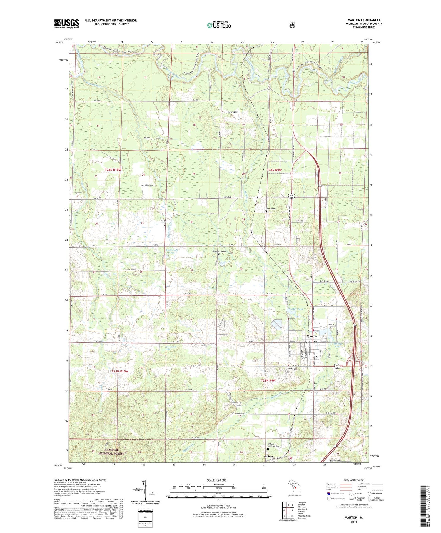 Manton Michigan US Topo Map Image