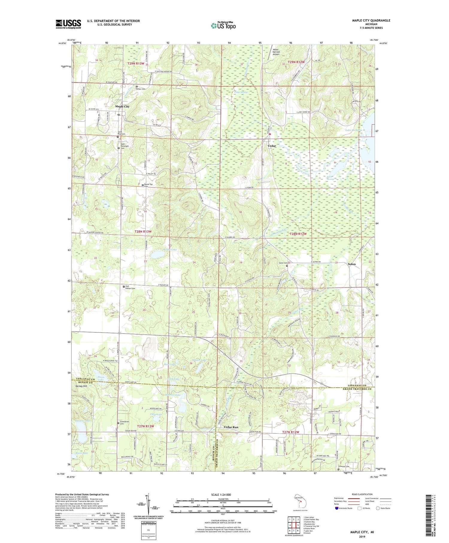 Maple City Michigan US Topo Map Image