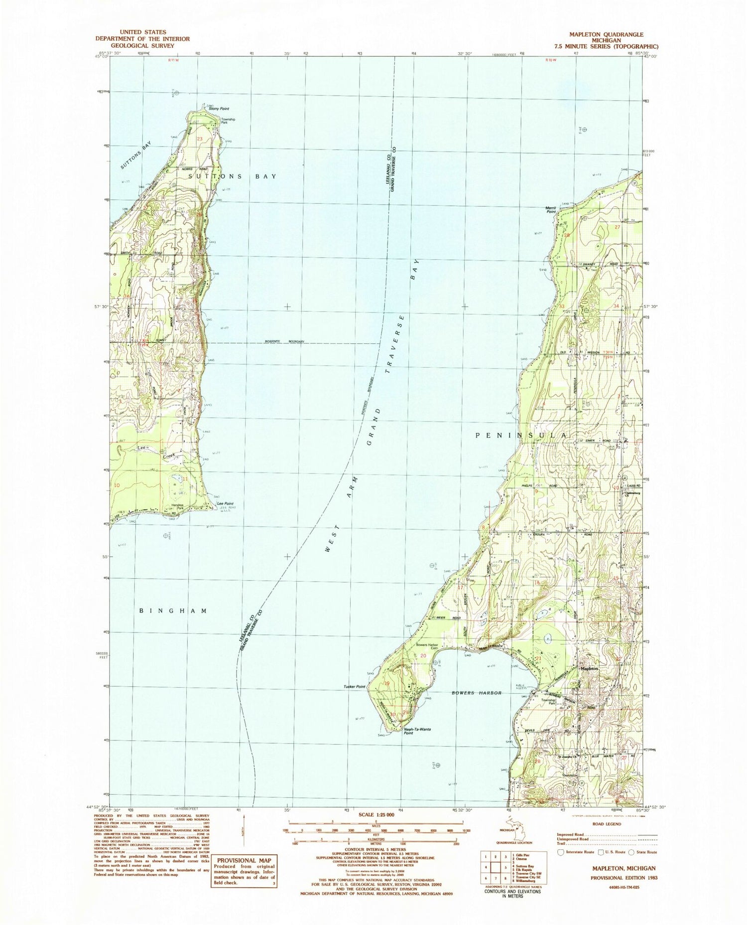 Classic USGS Mapleton Michigan 7.5'x7.5' Topo Map Image