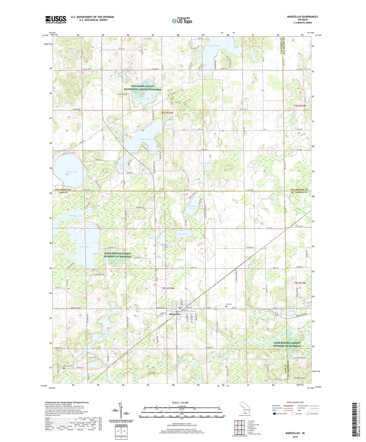 Marcellus Michigan US Topo Map Image