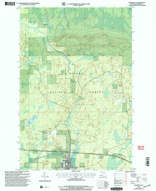Classic USGS Marenisco Michigan 7.5'x7.5' Topo Map Image