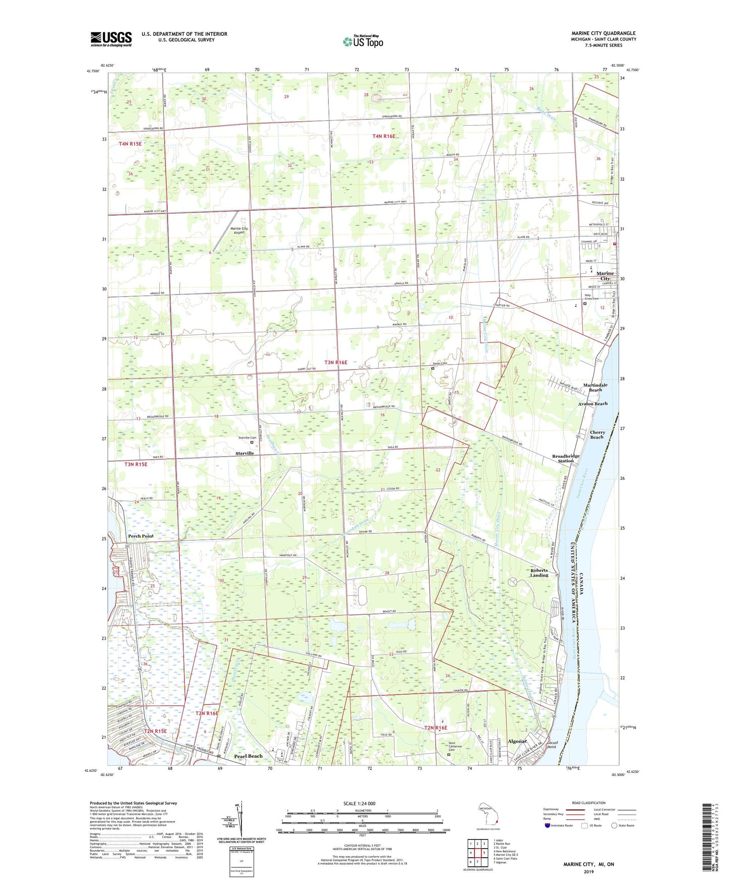 Marine City Michigan US Topo Map Image
