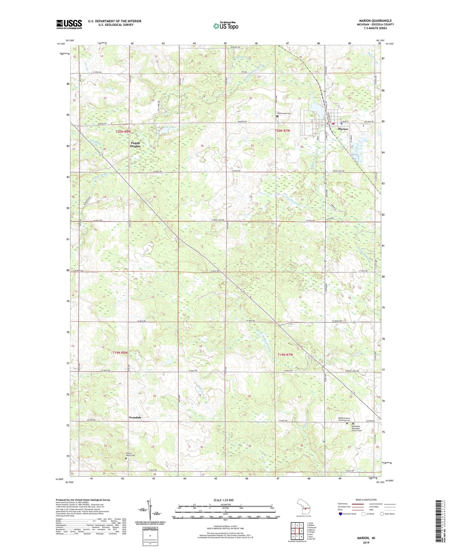 Marion Michigan US Topo Map Image