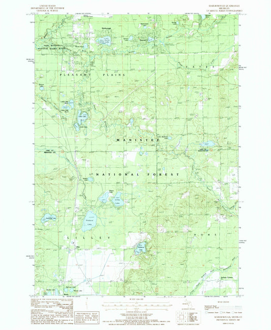 Classic USGS Marlborough Michigan 7.5'x7.5' Topo Map Image