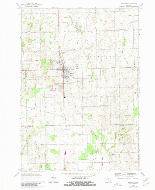 Classic USGS Marlette Michigan 7.5'x7.5' Topo Map Image