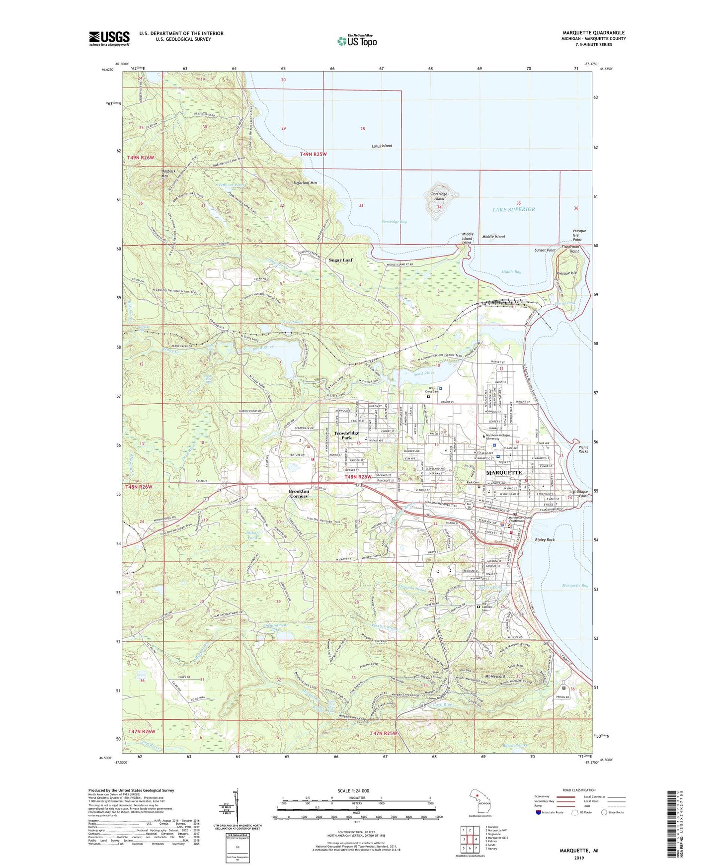 Marquette Michigan US Topo Map Image