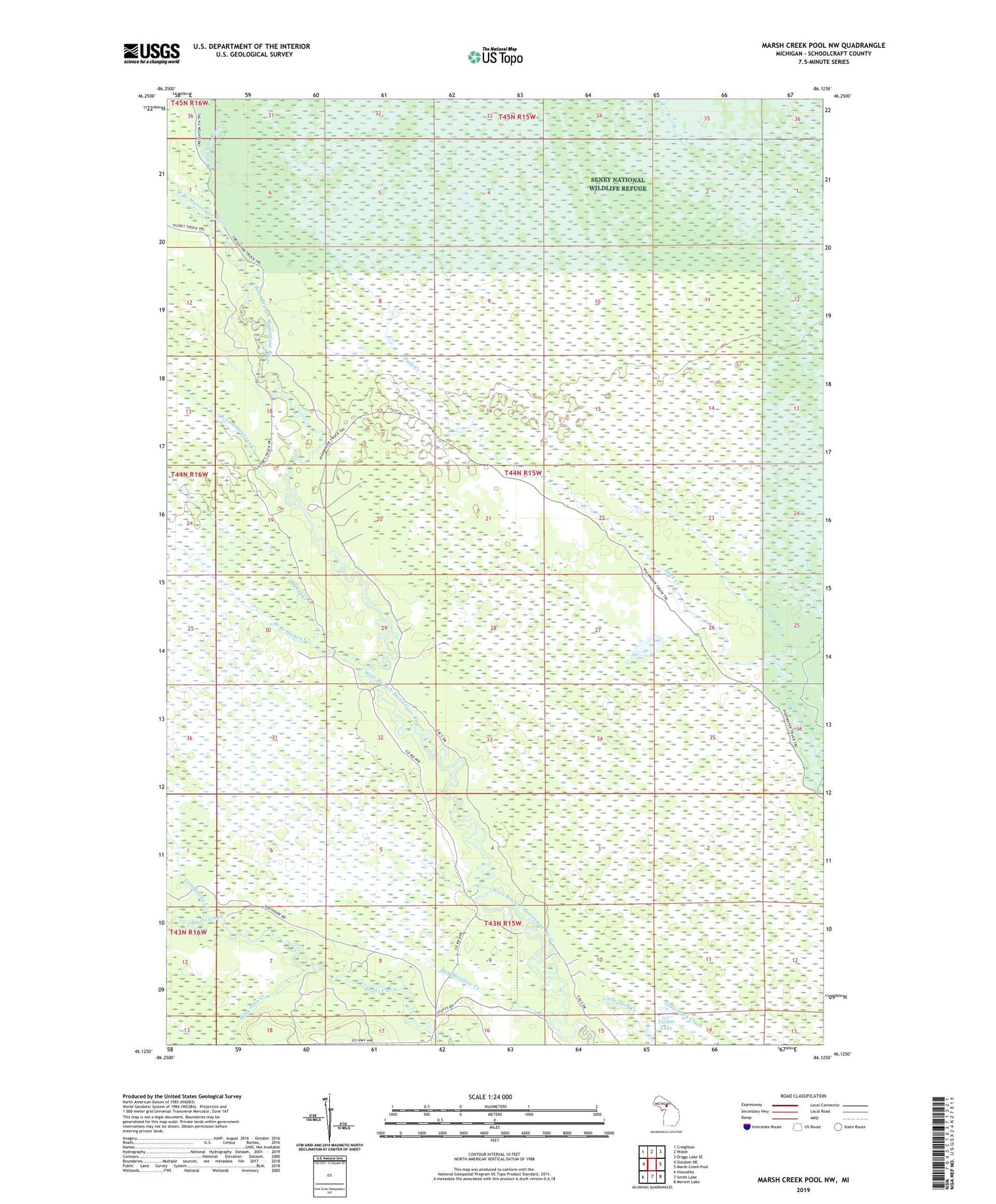 Marsh Creek Pool NW Michigan US Topo Map Image