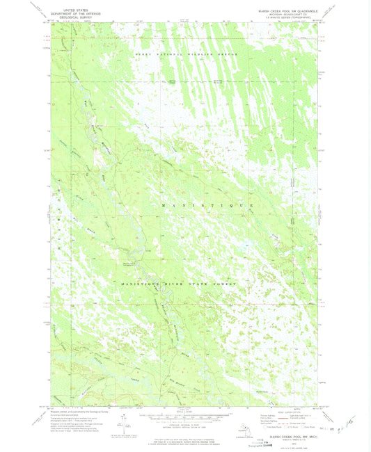 Classic USGS Marsh Creek Pool NW Michigan 7.5'x7.5' Topo Map Image