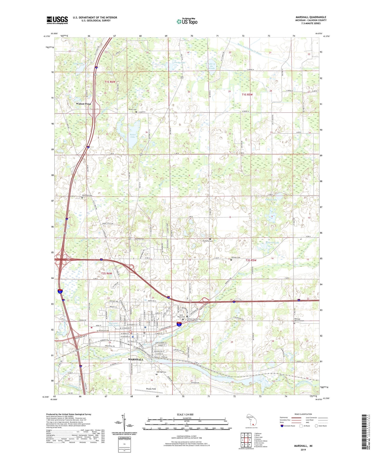 Marshall Michigan US Topo Map Image