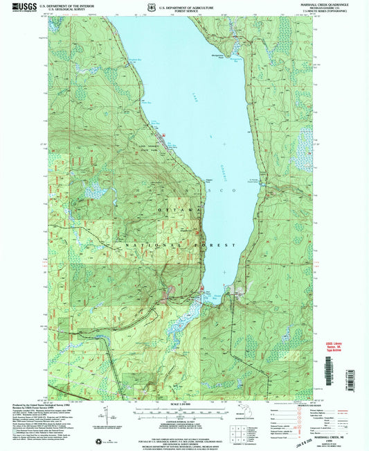 Classic USGS Marshall Creek Michigan 7.5'x7.5' Topo Map Image