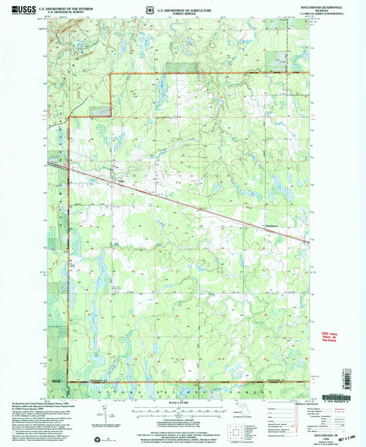 Classic USGS Matchwood Michigan 7.5'x7.5' Topo Map Image