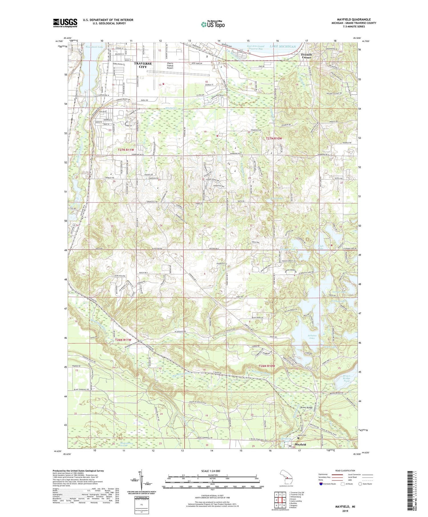 Mayfield Michigan US Topo Map Image