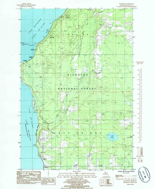 Classic USGS Maywood Michigan 7.5'x7.5' Topo Map Image