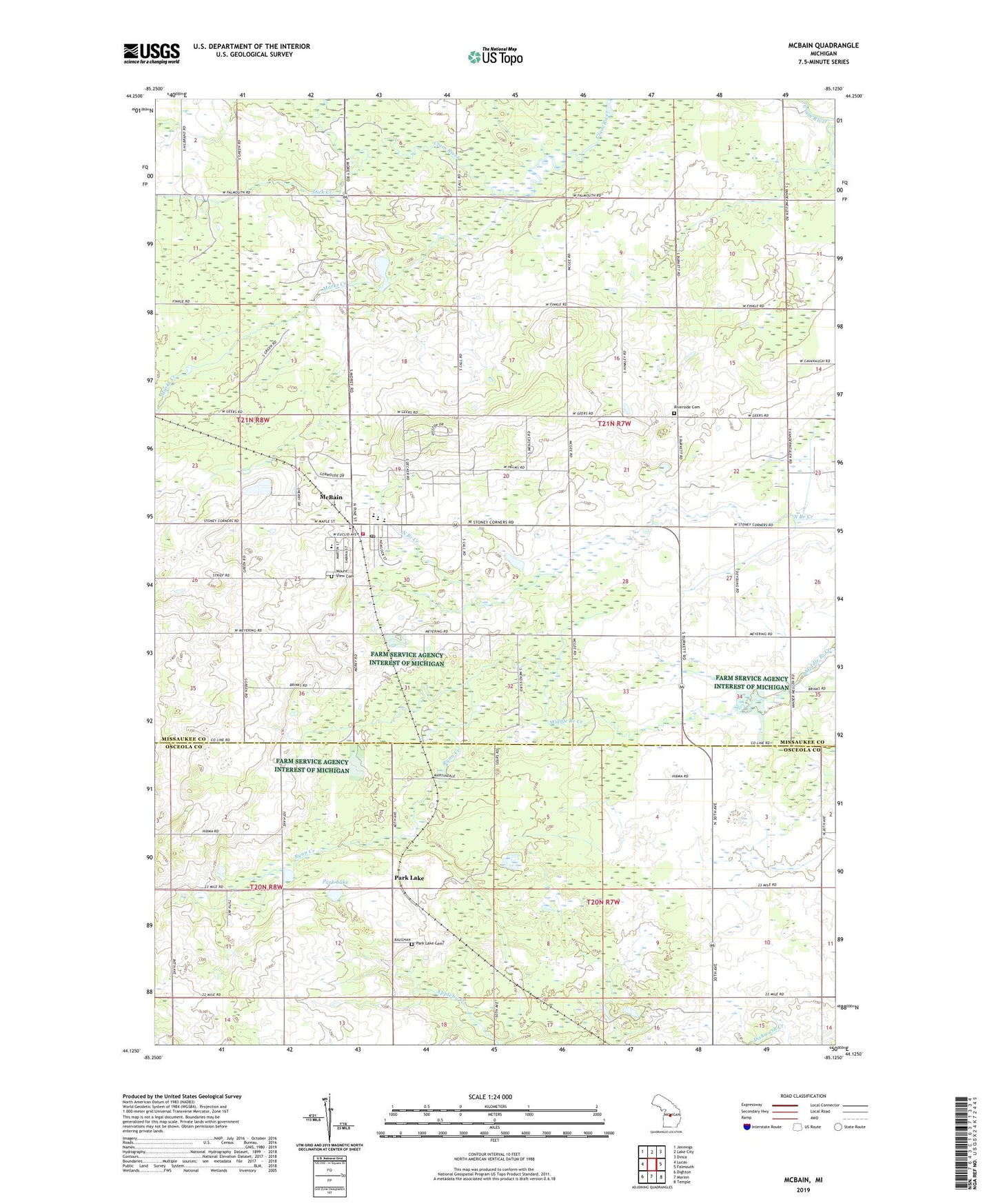 McBain Michigan US Topo Map Image