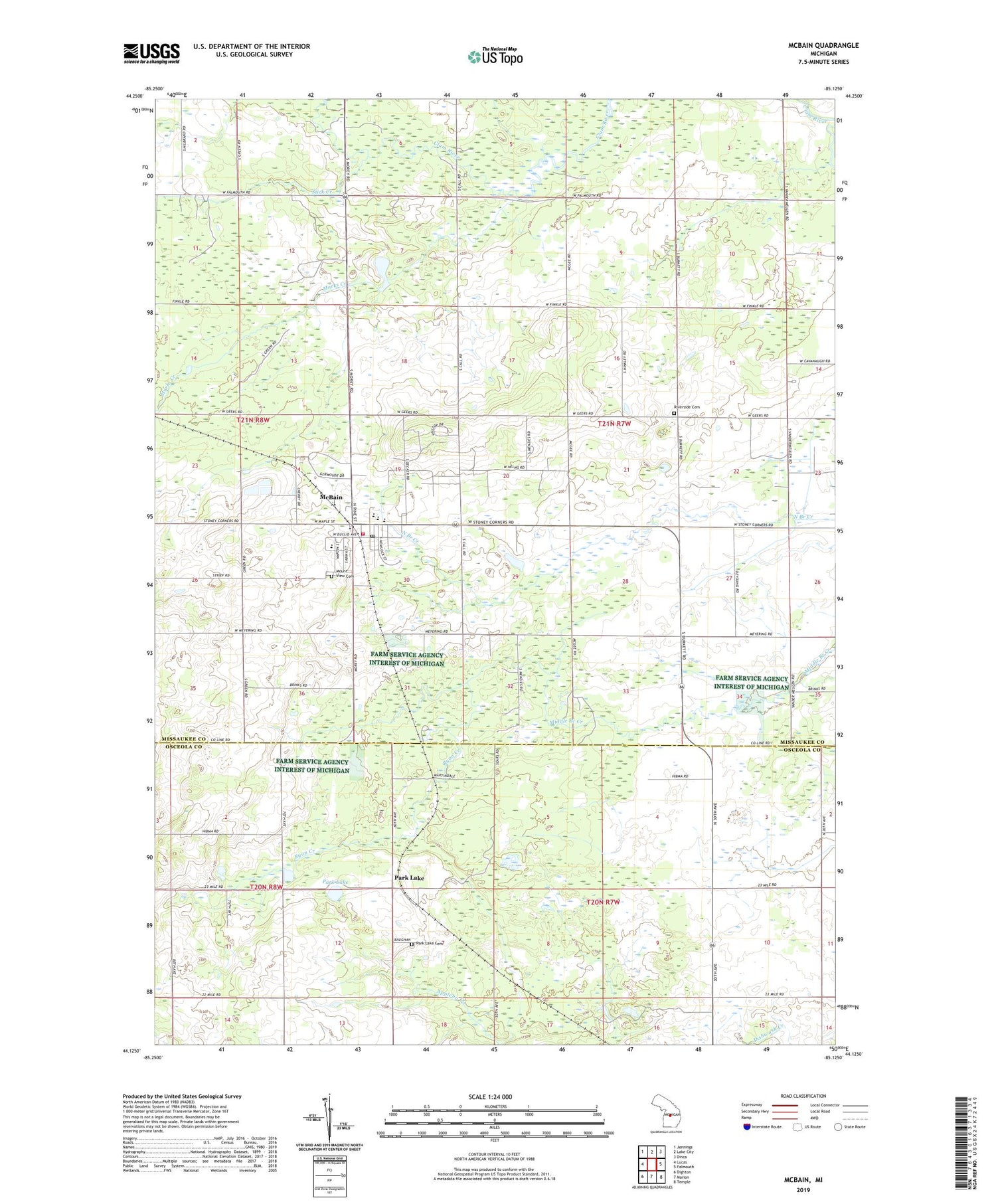 McBain Michigan US Topo Map Image