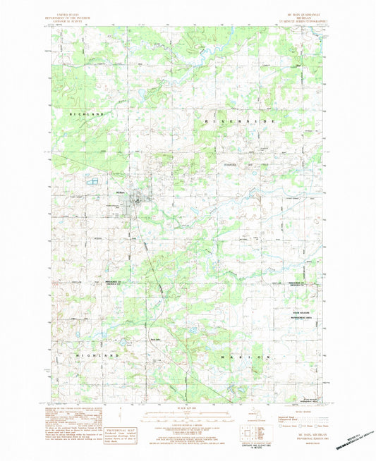 Classic USGS McBain Michigan 7.5'x7.5' Topo Map Image