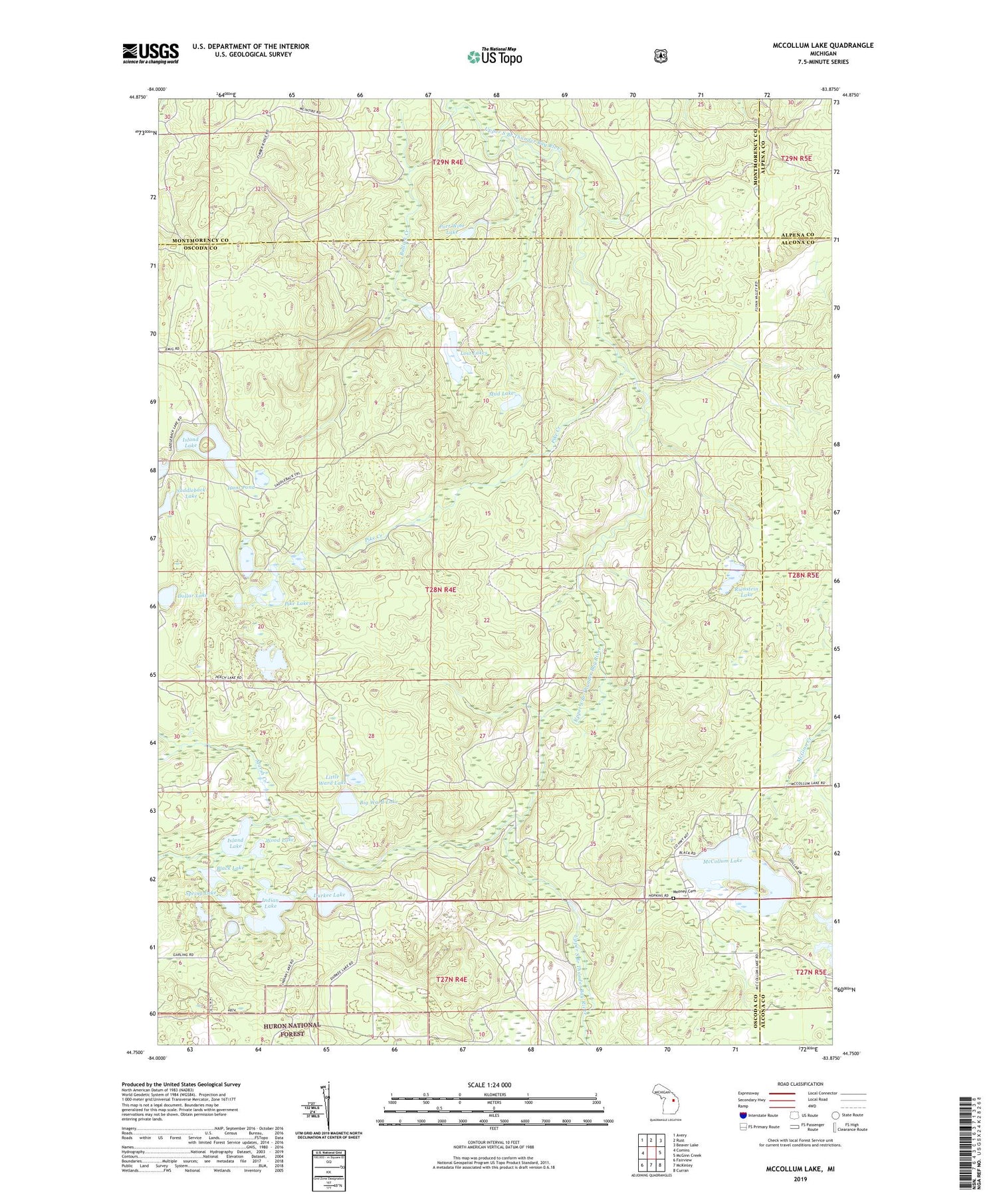 McCollum Lake Michigan US Topo Map Image