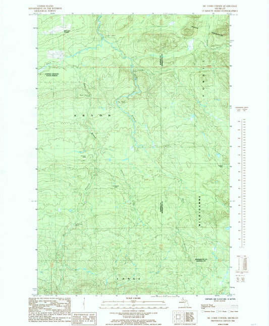 Classic USGS McComb Corner Michigan 7.5'x7.5' Topo Map Image
