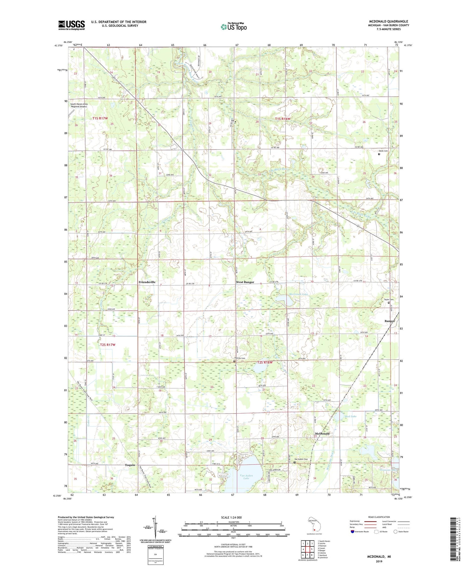 McDonald Michigan US Topo Map Image