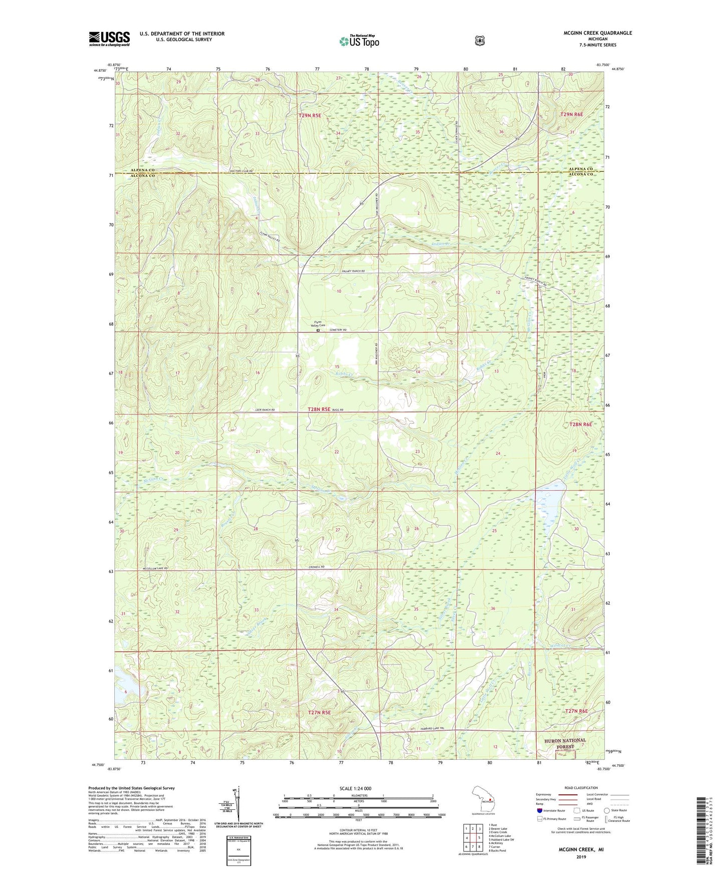 McGinn Creek Michigan US Topo Map Image