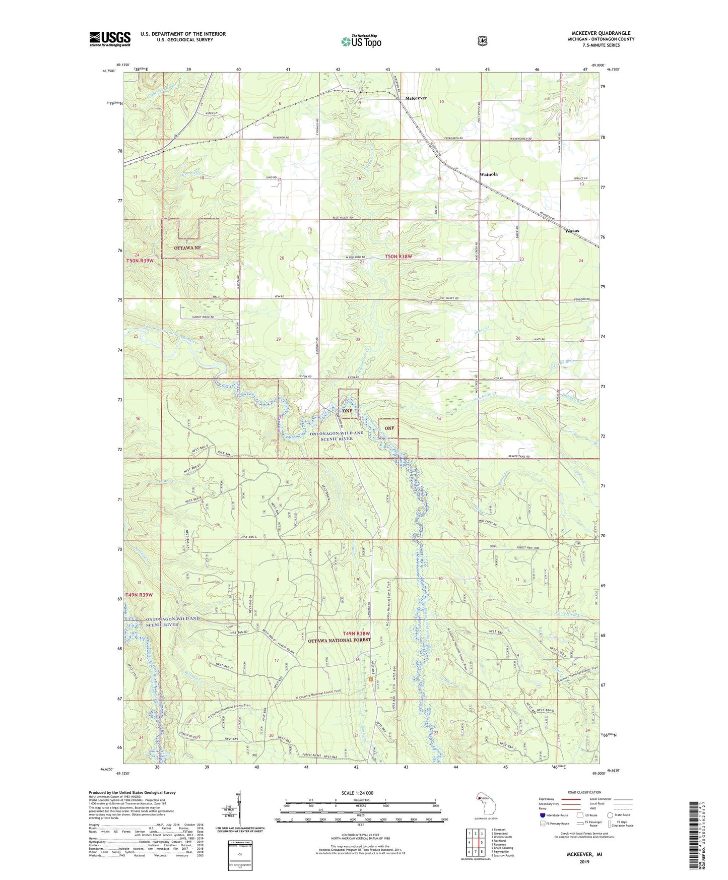 McKeever Michigan US Topo Map Image