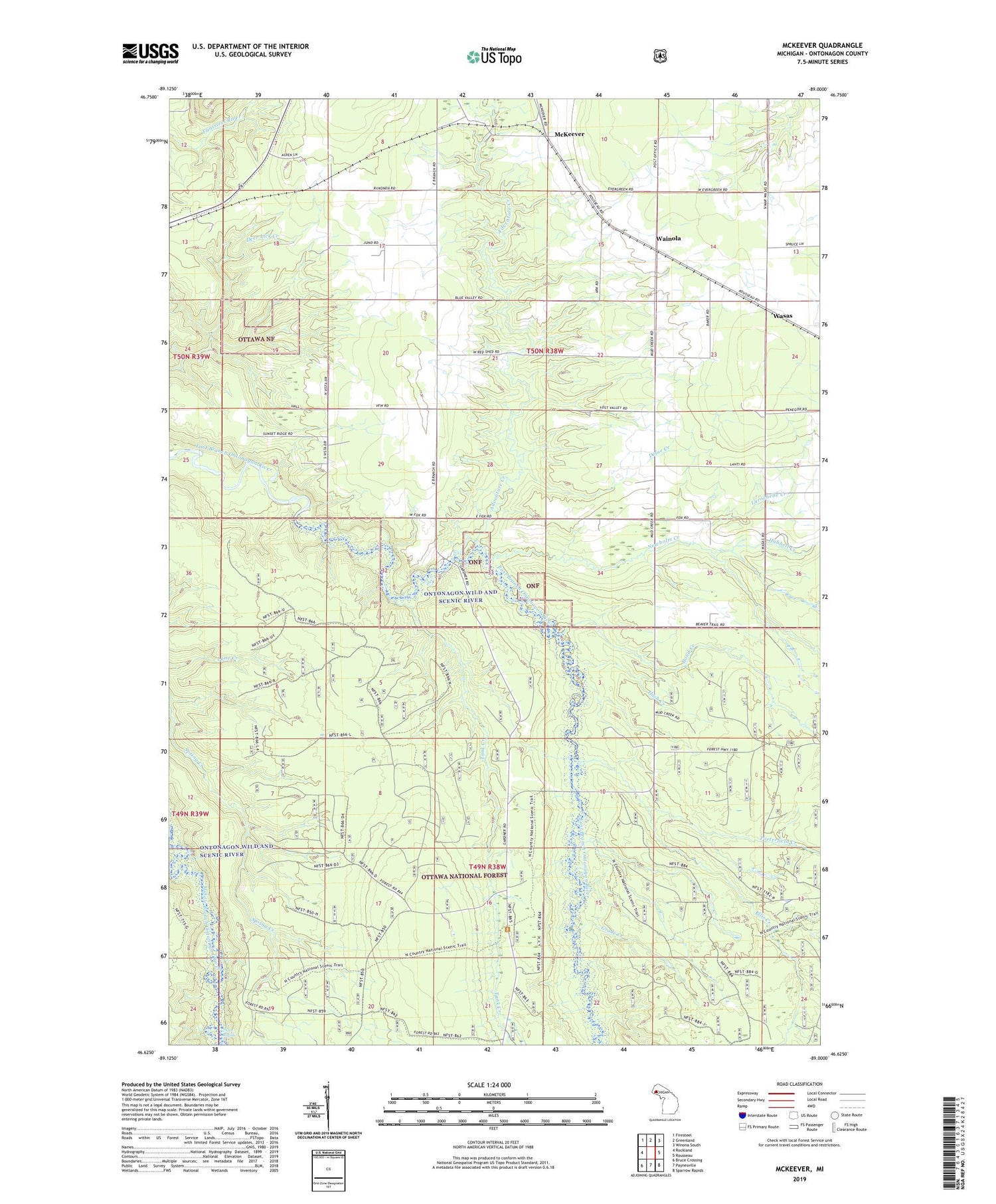 McKeever Michigan US Topo Map Image