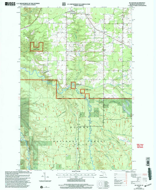 Classic USGS McKeever Michigan 7.5'x7.5' Topo Map Image