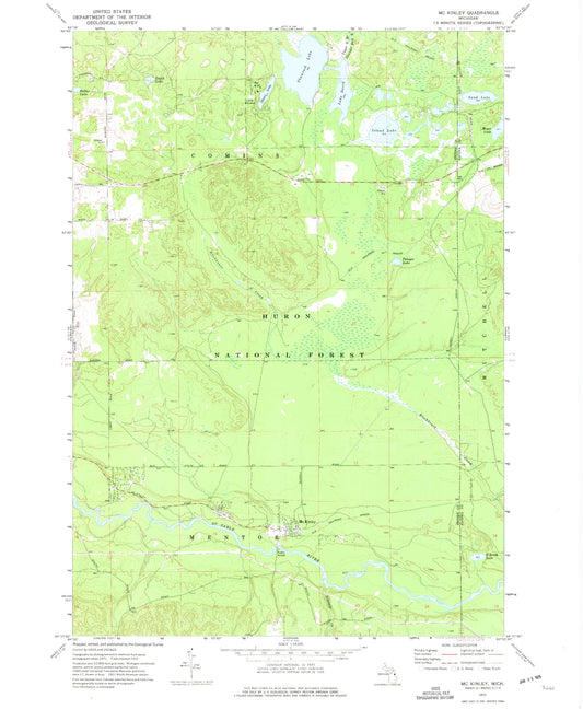 Classic USGS McKinley Michigan 7.5'x7.5' Topo Map Image