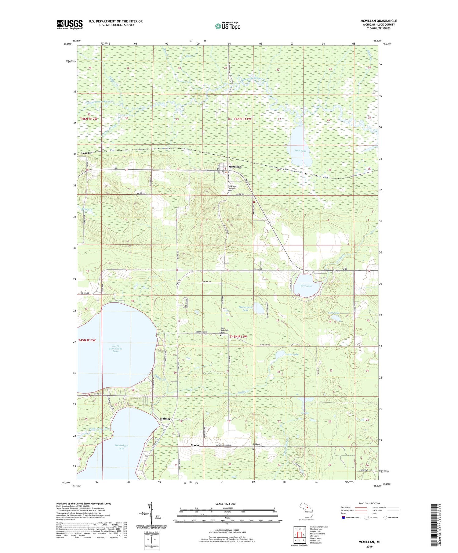 McMillan Michigan US Topo Map Image