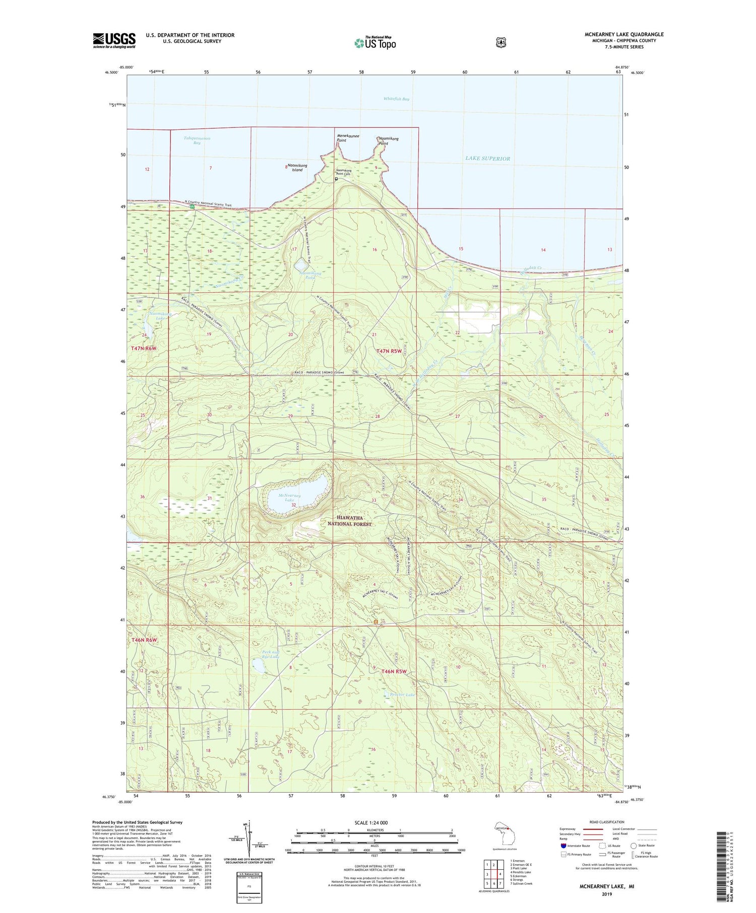 McNearney Lake Michigan US Topo Map Image